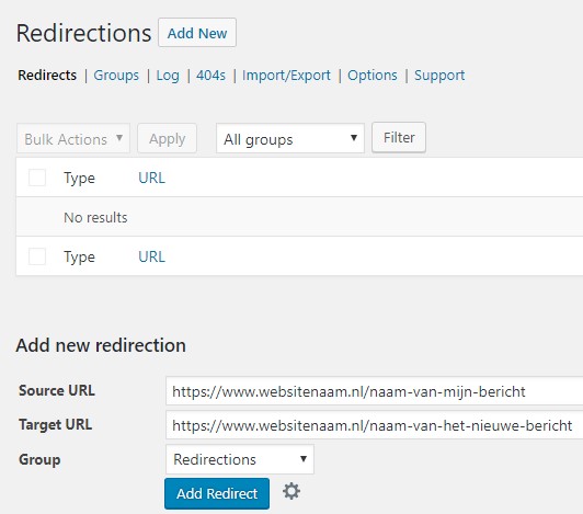 WordPress doorverwijzing maken redirect plugin